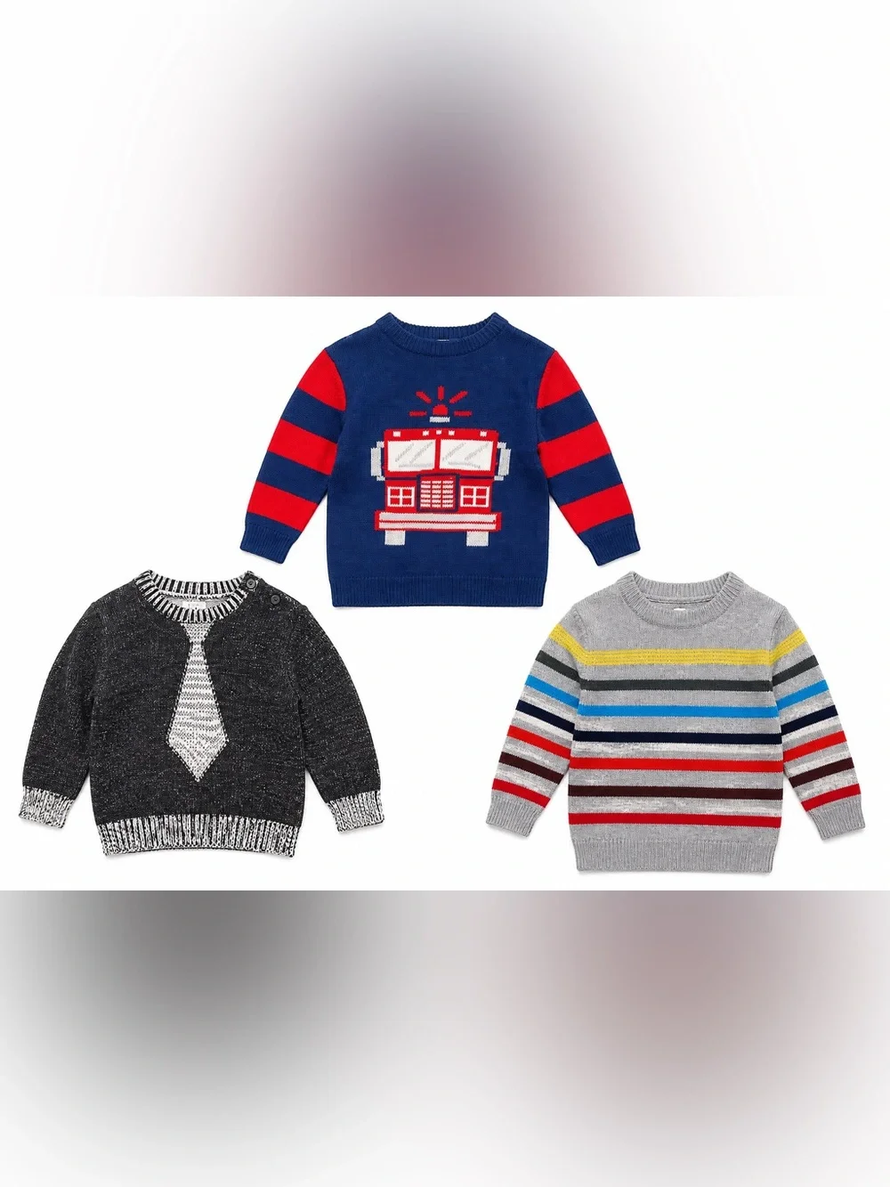 Baby Gap Boys 2T Sweater Bundle 3pc Firetruck Striped Knit Pullover